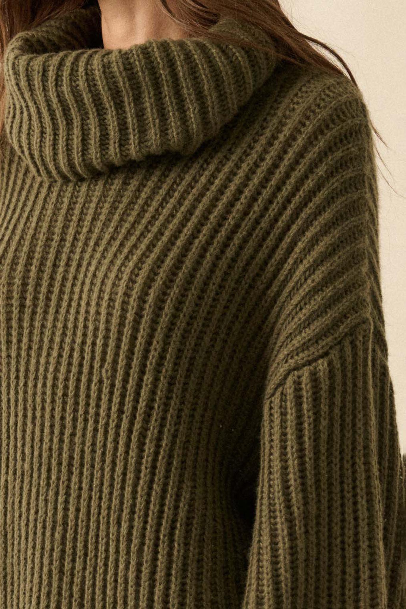 Cozy Up Chunky Knit Oversize Cowl-Neck Sweater