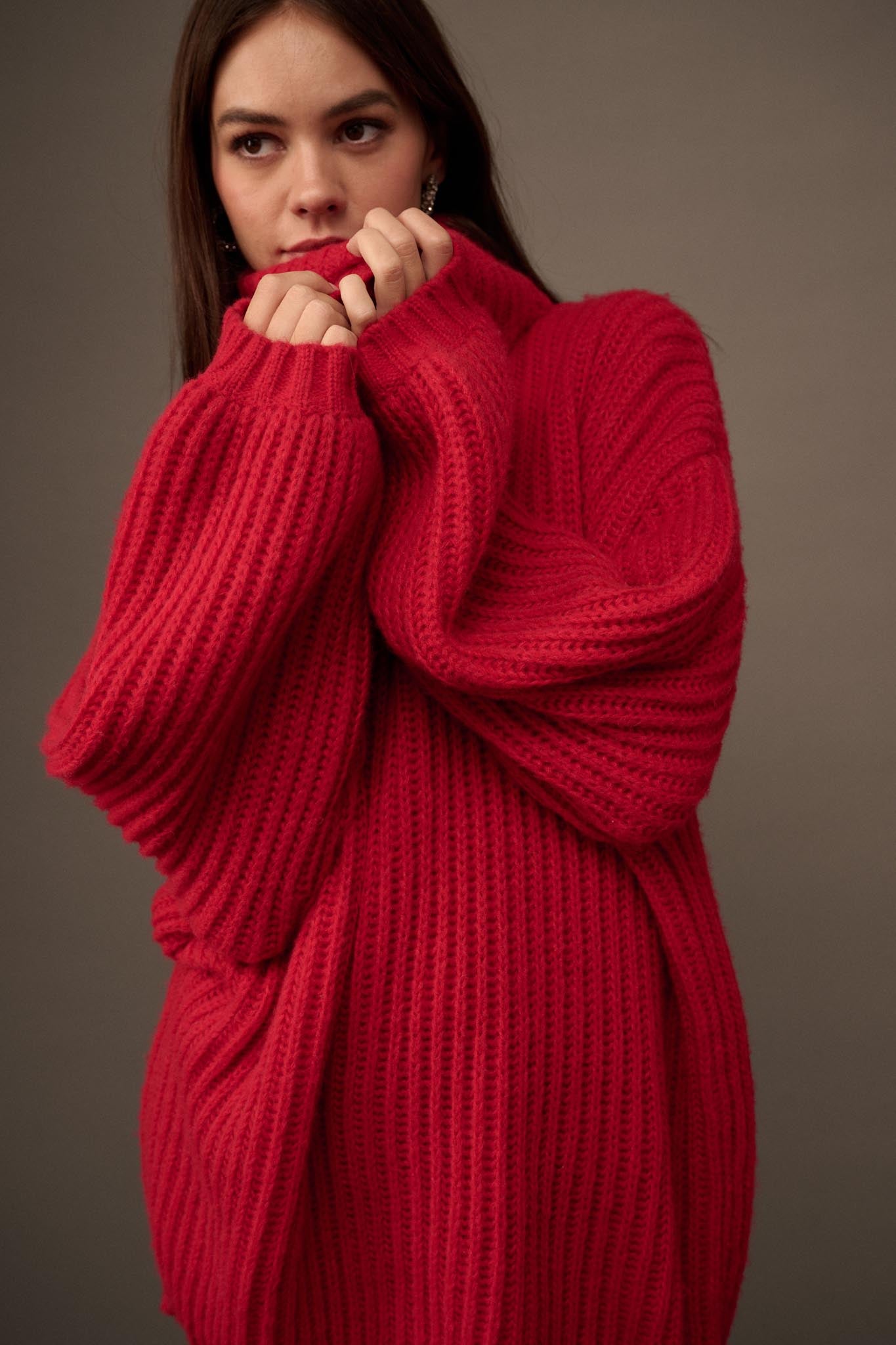 Cozy Up Chunky Knit Oversize Cowl-Neck Sweater