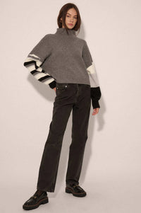 Hold On Striped Colorblock Funnel Neck Sweater - ShopPromesa