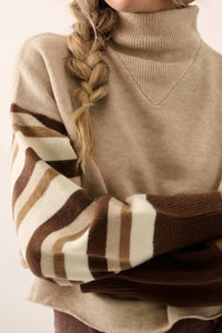 Hold On Striped Colorblock Funnel Neck Sweater - ShopPromesa