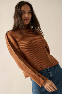 Stitch It Up Ribbed Knit Exposed-Seam Sweater - ShopPromesa