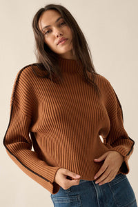 Stitch It Up Ribbed Knit Exposed-Seam Sweater - ShopPromesa