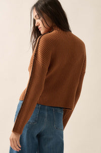 Stitch It Up Ribbed Knit Exposed-Seam Sweater - ShopPromesa