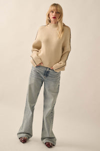 Stitch It Up Ribbed Knit Exposed-Seam Sweater - ShopPromesa