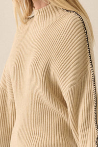 Stitch It Up Ribbed Knit Exposed-Seam Sweater - ShopPromesa