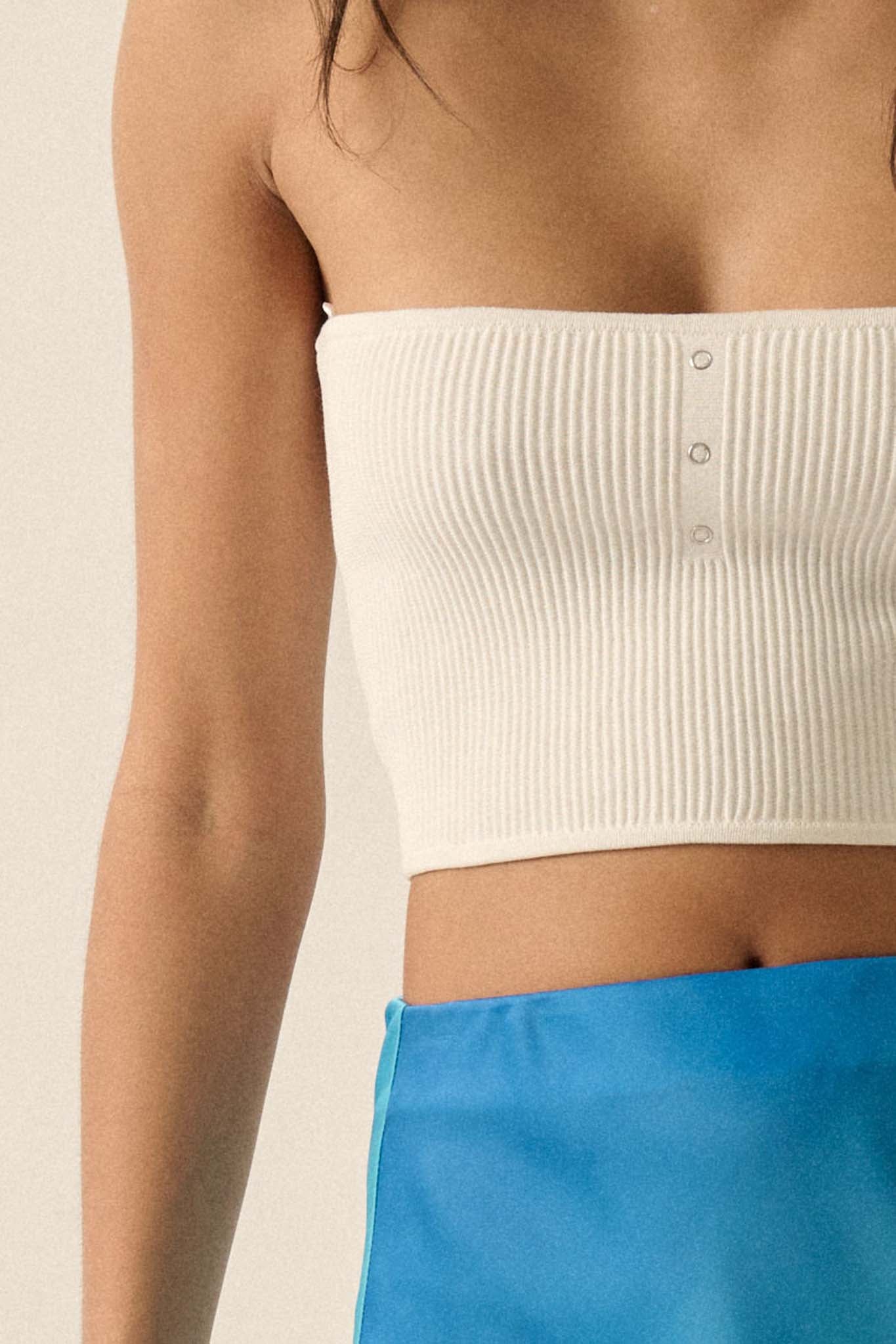 Shaper Fit Rib-Knit Bandeau Tube Top