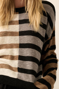 Double Feature Colorblock Striped Knit Sweater - ShopPromesa