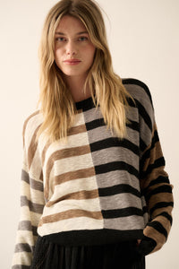 Double Feature Colorblock Striped Knit Sweater - ShopPromesa