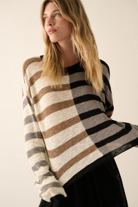 Double Feature Colorblock Striped Knit Sweater - ShopPromesa