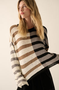 Double Feature Colorblock Striped Knit Sweater - ShopPromesa
