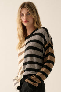 Double Feature Colorblock Striped Knit Sweater - ShopPromesa