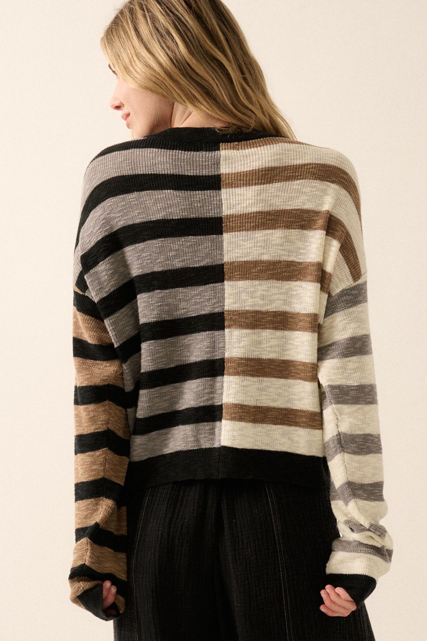 Double Feature Colorblock Striped Knit Sweater - ShopPromesa