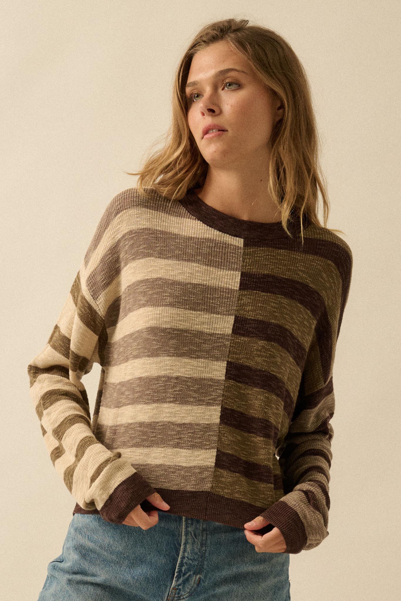 Double Feature Colorblock Striped Knit Sweater - ShopPromesa