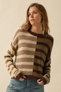 Double Feature Colorblock Striped Knit Sweater - ShopPromesa