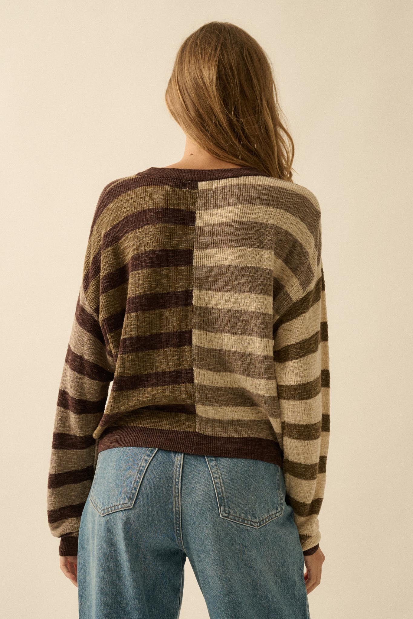 Double Feature Colorblock Striped Knit Sweater - ShopPromesa