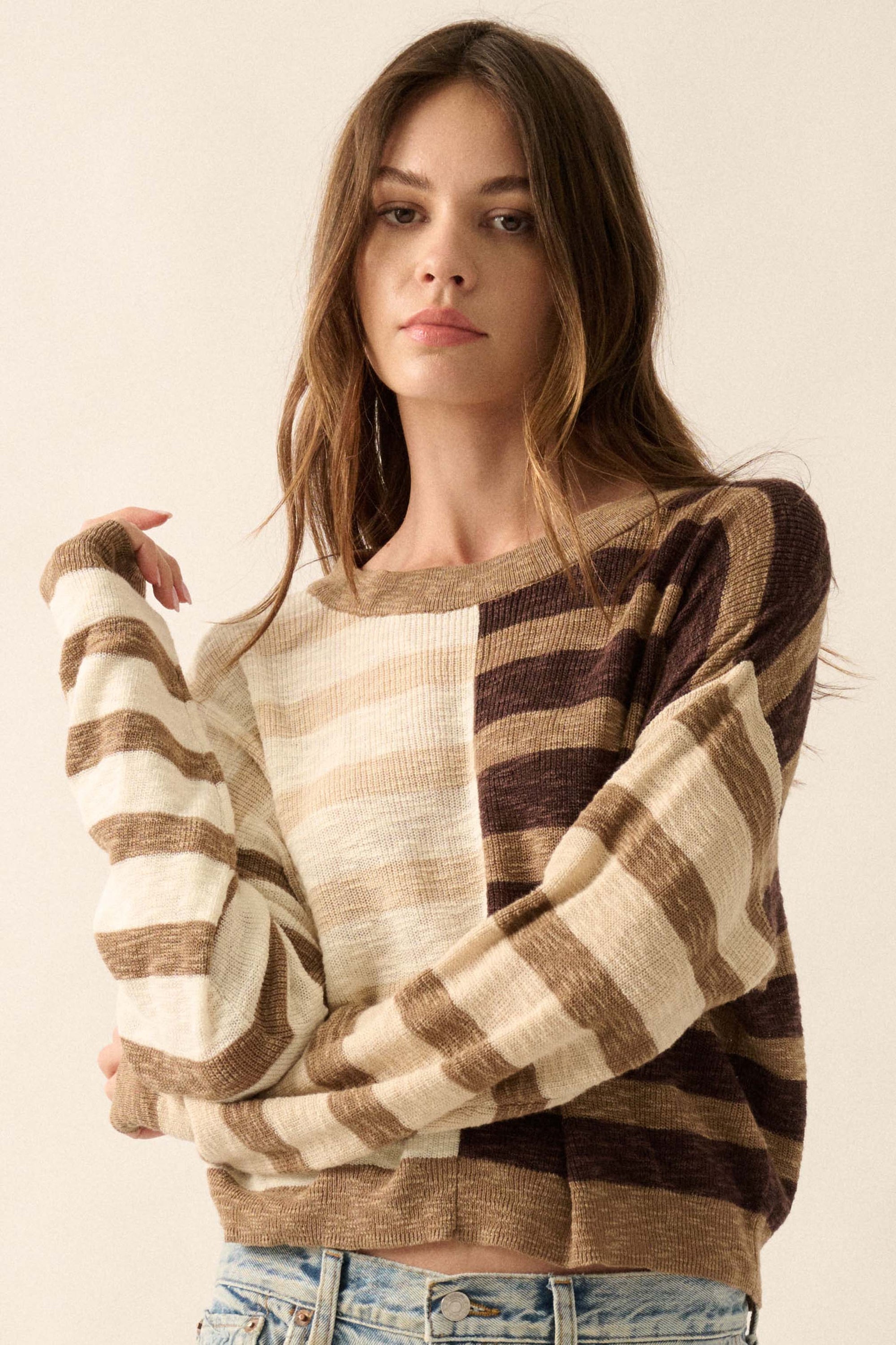 Two Faced Colorblock Striped Knit Sweater - ShopPromesa