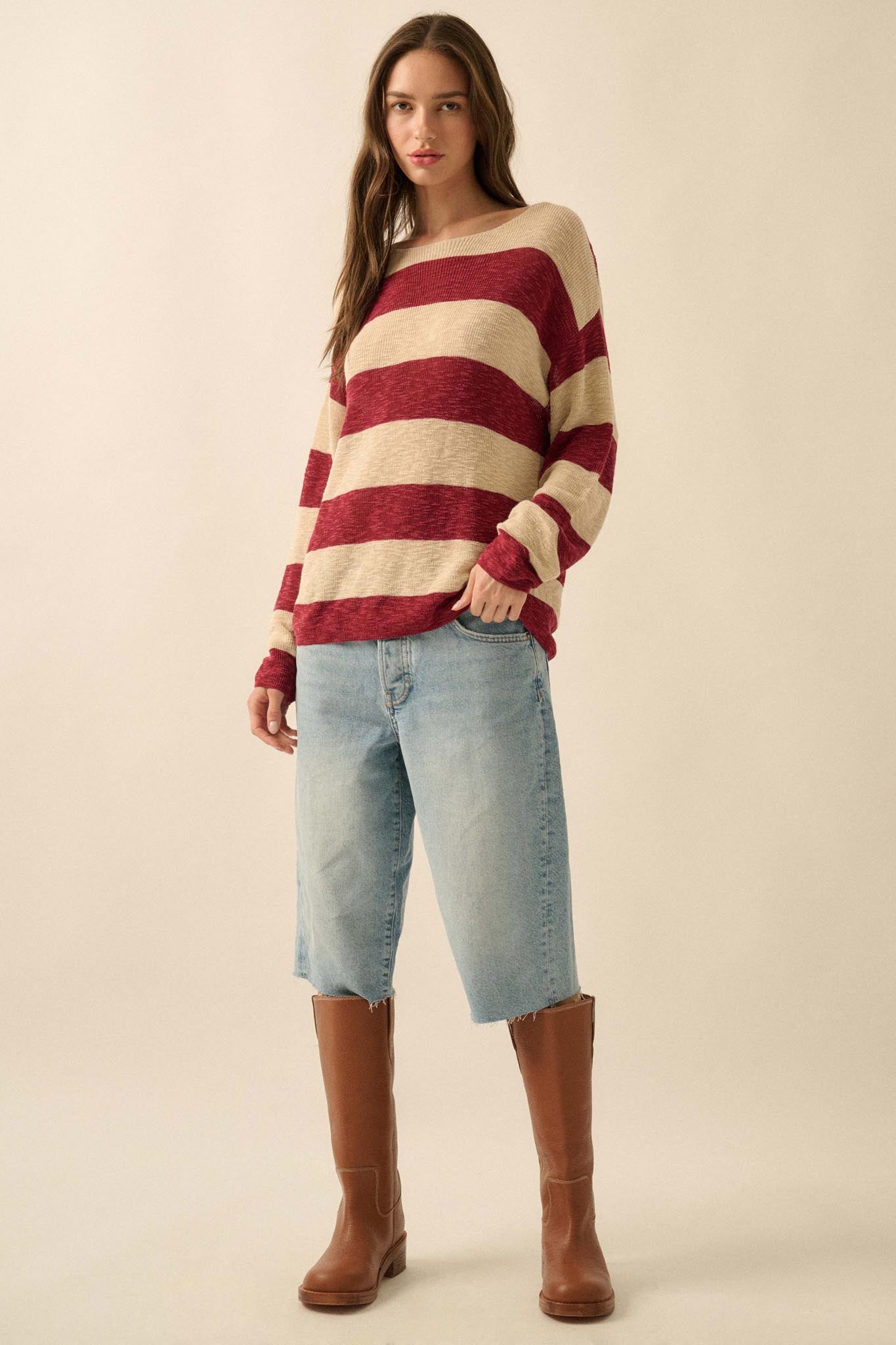 Stripe Zone Striped Slub-Knit Sweater - ShopPromesa
