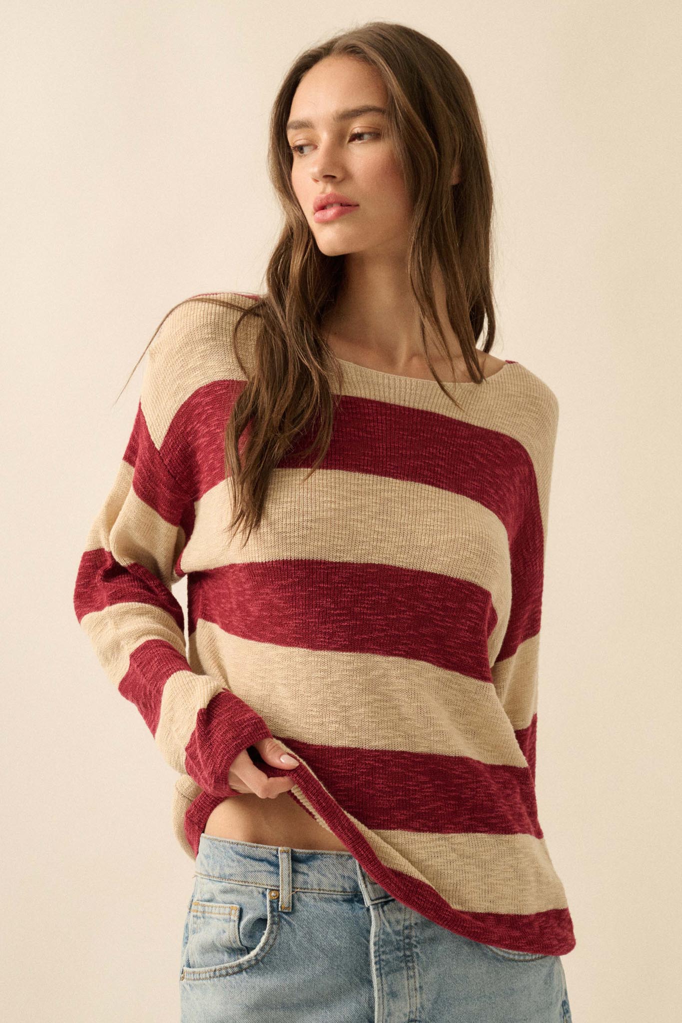 Stripe Zone Striped Slub-Knit Sweater - ShopPromesa