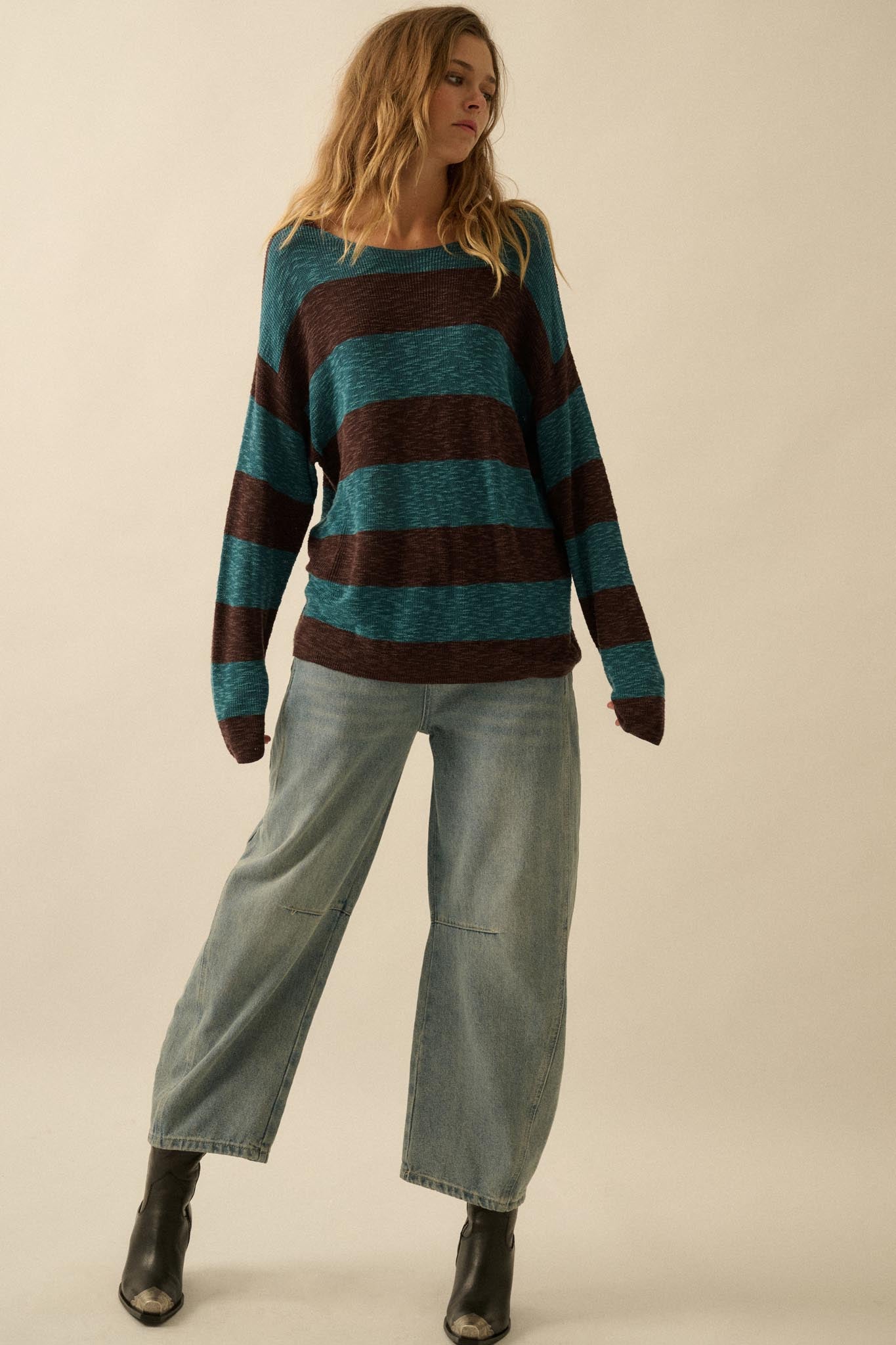 Stripe Zone Striped Slub-Knit Sweater - ShopPromesa