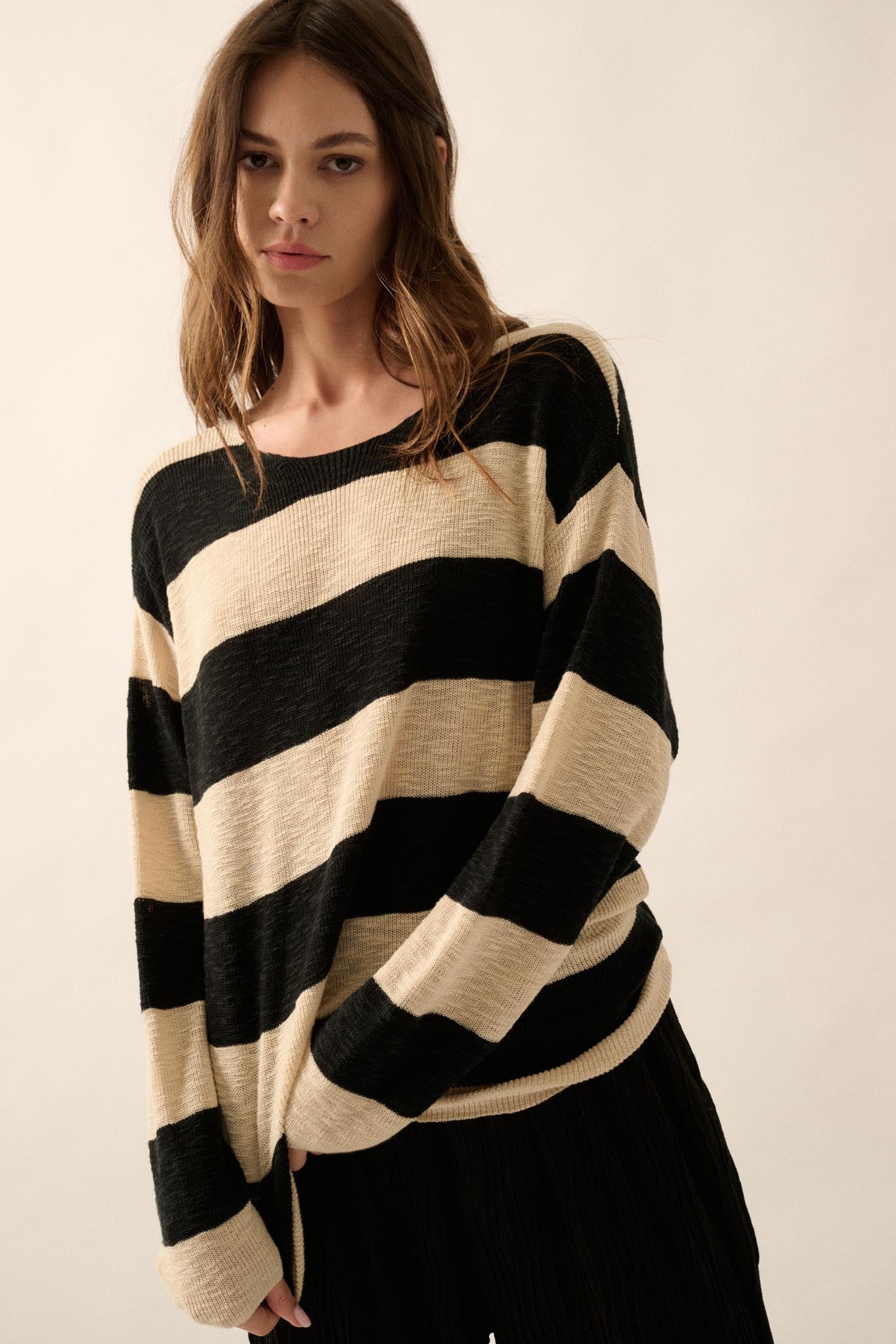 Stripe Zone Striped Slub-Knit Sweater - ShopPromesa
