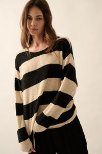 Stripe Zone Striped Slub-Knit Sweater - ShopPromesa
