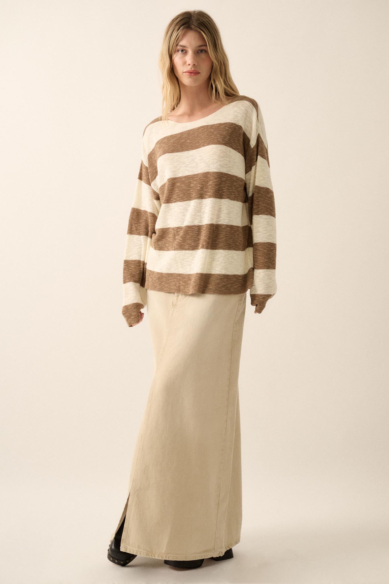 Stripe Zone Striped Slub-Knit Sweater - ShopPromesa