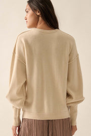 Old Soul Exposed-Seam Bishop-Sleeve Sweater - ShopPromesa