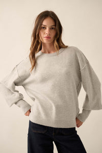 Old Soul Exposed-Seam Bishop-Sleeve Sweater - ShopPromesa