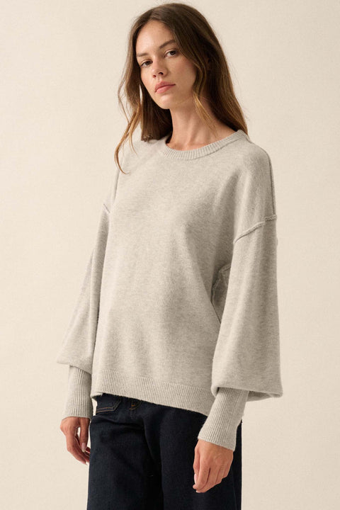 Old Soul Exposed-Seam Bishop-Sleeve Sweater - ShopPromesa