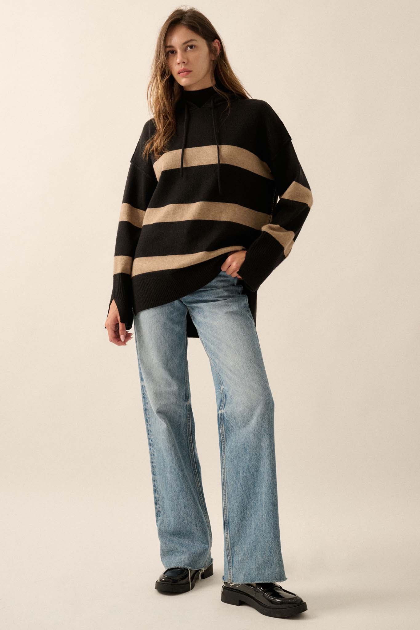 Nantucket Sound Striped Mock-Neck Sweater Hoodie - ShopPromesa