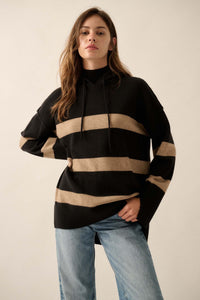 Nantucket Sound Striped Mock-Neck Sweater Hoodie - ShopPromesa