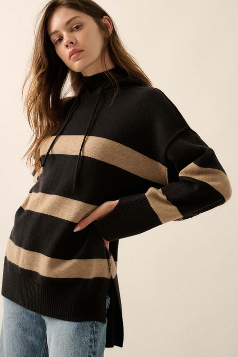 Nantucket Sound Striped Mock-Neck Sweater Hoodie - ShopPromesa