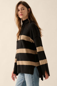 Nantucket Sound Striped Mock-Neck Sweater Hoodie - ShopPromesa