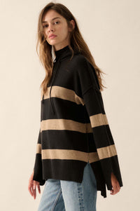 Nantucket Sound Striped Mock-Neck Sweater Hoodie - ShopPromesa