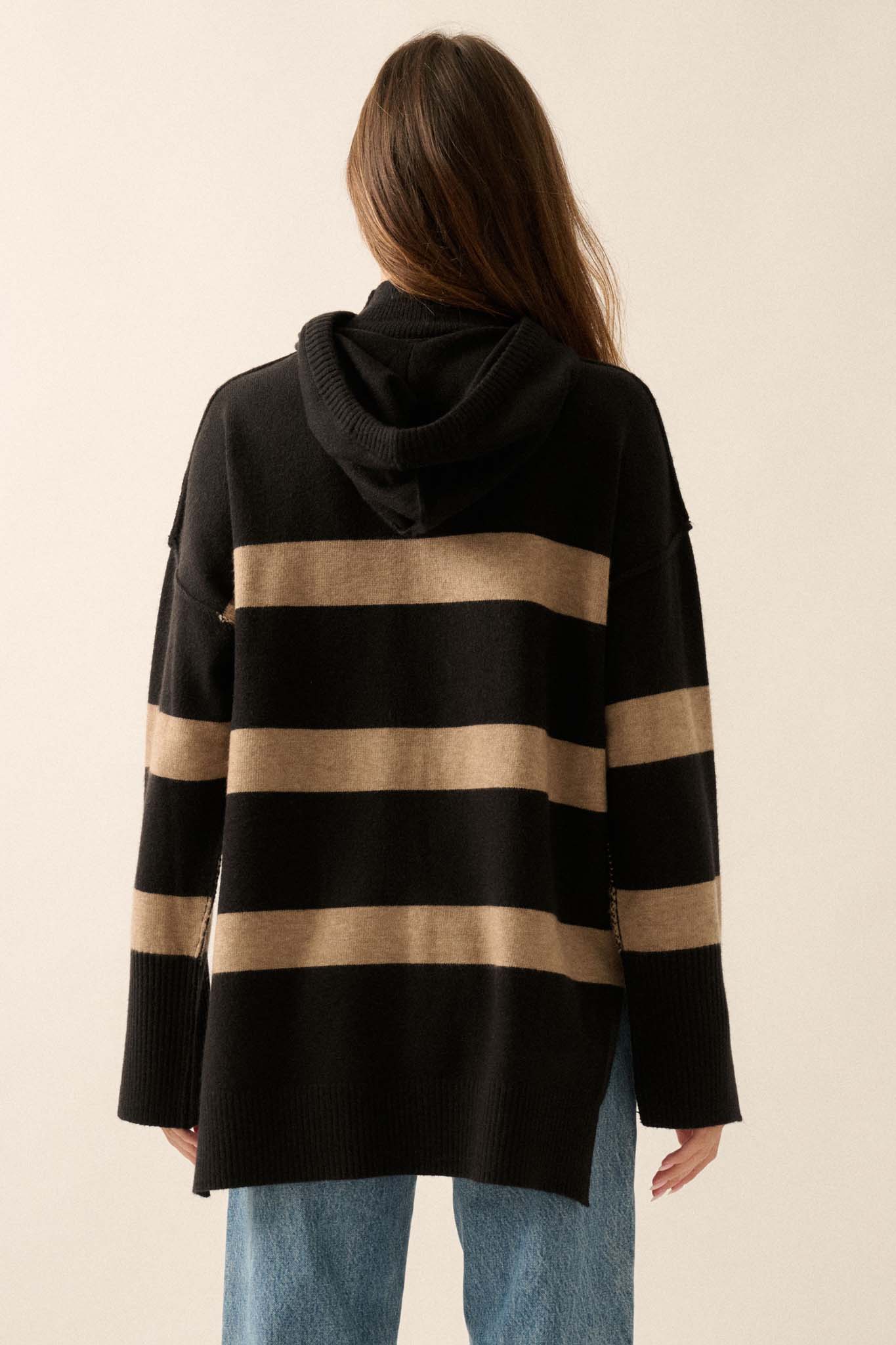 Nantucket Sound Striped Mock-Neck Sweater Hoodie - ShopPromesa