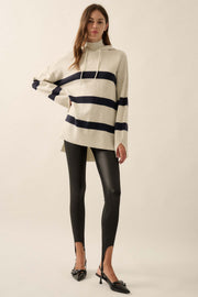 Nantucket Sound Striped Mock-Neck Sweater Hoodie - ShopPromesa