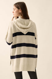 Nantucket Sound Striped Mock-Neck Sweater Hoodie - ShopPromesa