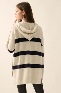 Nantucket Sound Striped Mock-Neck Sweater Hoodie - ShopPromesa