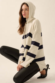 Nantucket Sound Striped Mock-Neck Sweater Hoodie - ShopPromesa