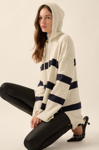 Nantucket Sound Striped Mock-Neck Sweater Hoodie - ShopPromesa