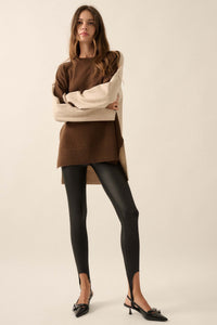 Split Decision Colorblock Knit High-Low Sweater - ShopPromesa