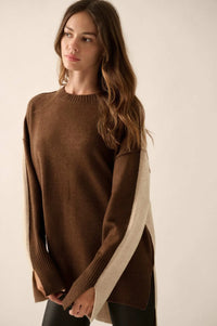 Split Decision Colorblock Knit High-Low Sweater - ShopPromesa