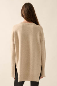 Split Decision Colorblock Knit High-Low Sweater - ShopPromesa