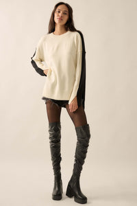 Split Decision Colorblock Knit High-Low Sweater - ShopPromesa