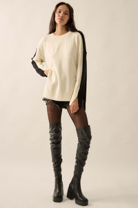 Split Decision Colorblock Knit High-Low Sweater - ShopPromesa