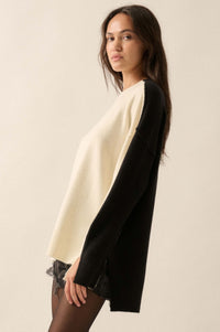 Split Decision Colorblock Knit High-Low Sweater - ShopPromesa