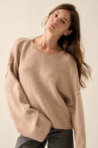 Good Life Exposed-Seam Rolled-Edge Sweater - ShopPromesa