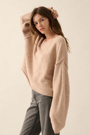 Good Life Exposed-Seam Rolled-Edge Sweater - ShopPromesa