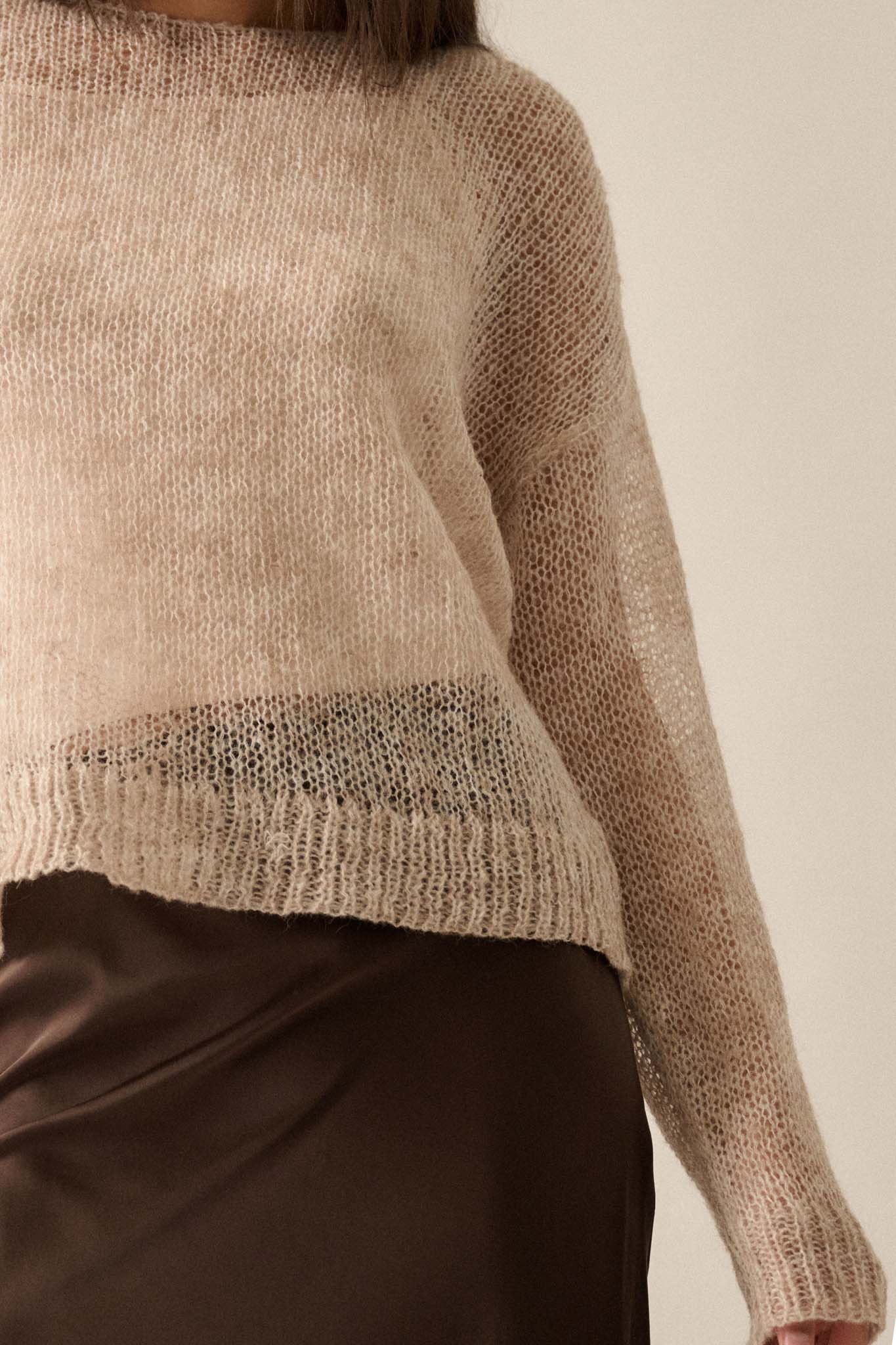 See It Through Layered Open-Knit Sheer Sweater - ShopPromesa