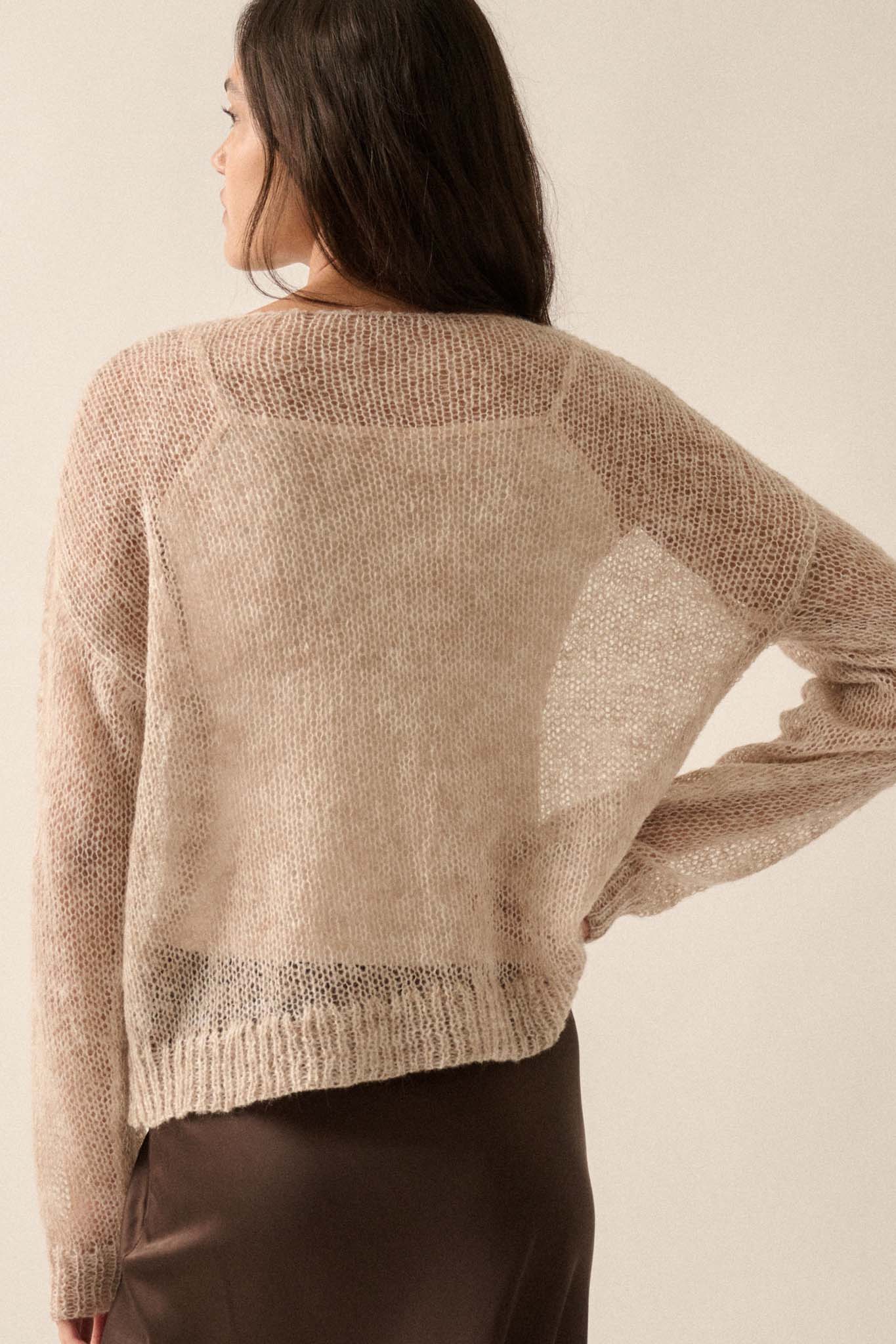 See It Through Layered Open-Knit Sheer Sweater - ShopPromesa